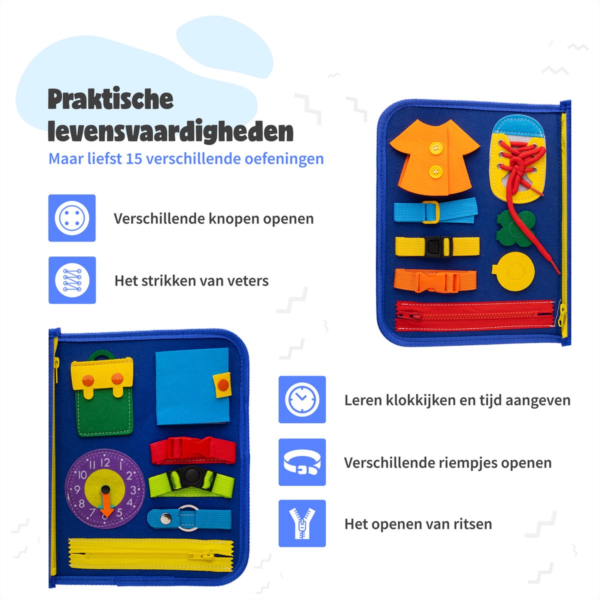 Aktivitetsbok för småbarn i tyg – Pedagogisk bok för motorik och tidigt lärande
