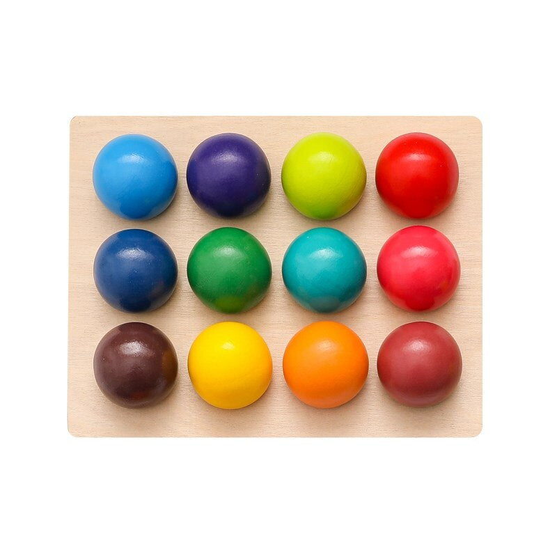 Wooden Rainbow Balls – Montessori Sorting Game