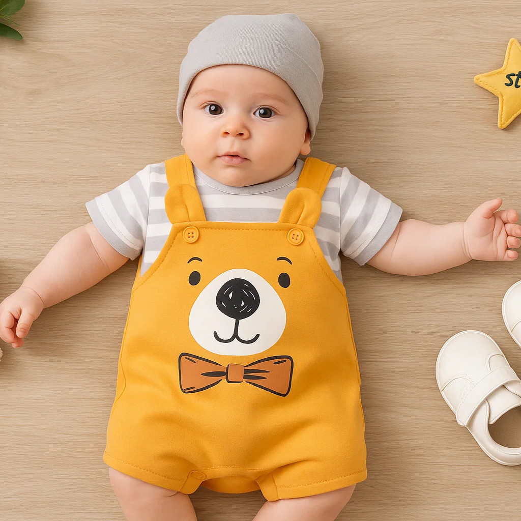 Kortärmad pyjamasbodysuit för baby – mjuk och andningsbar