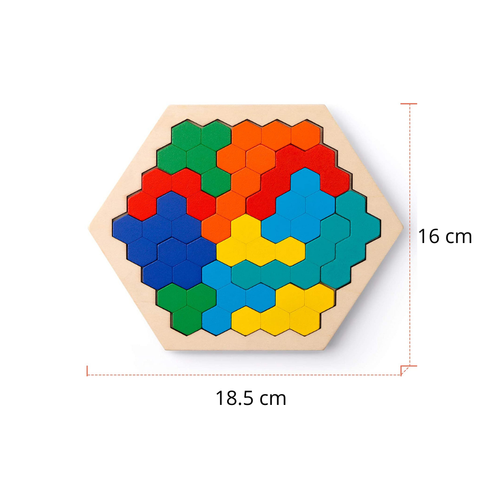 Hexagon Puzzle – Geometriskt träpussel för barn