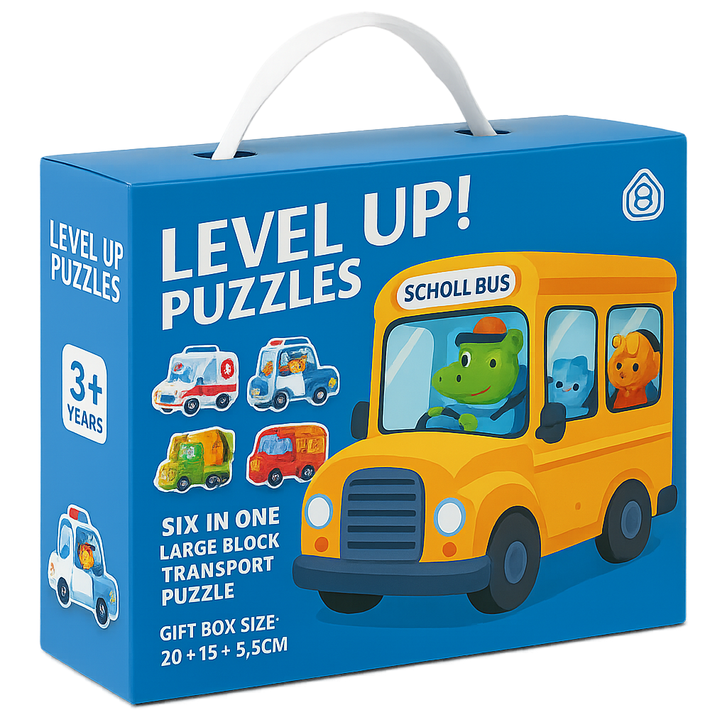 Träpussel för barn – 6-i-1 pedagogiskt spel som utvecklar finmotoriken