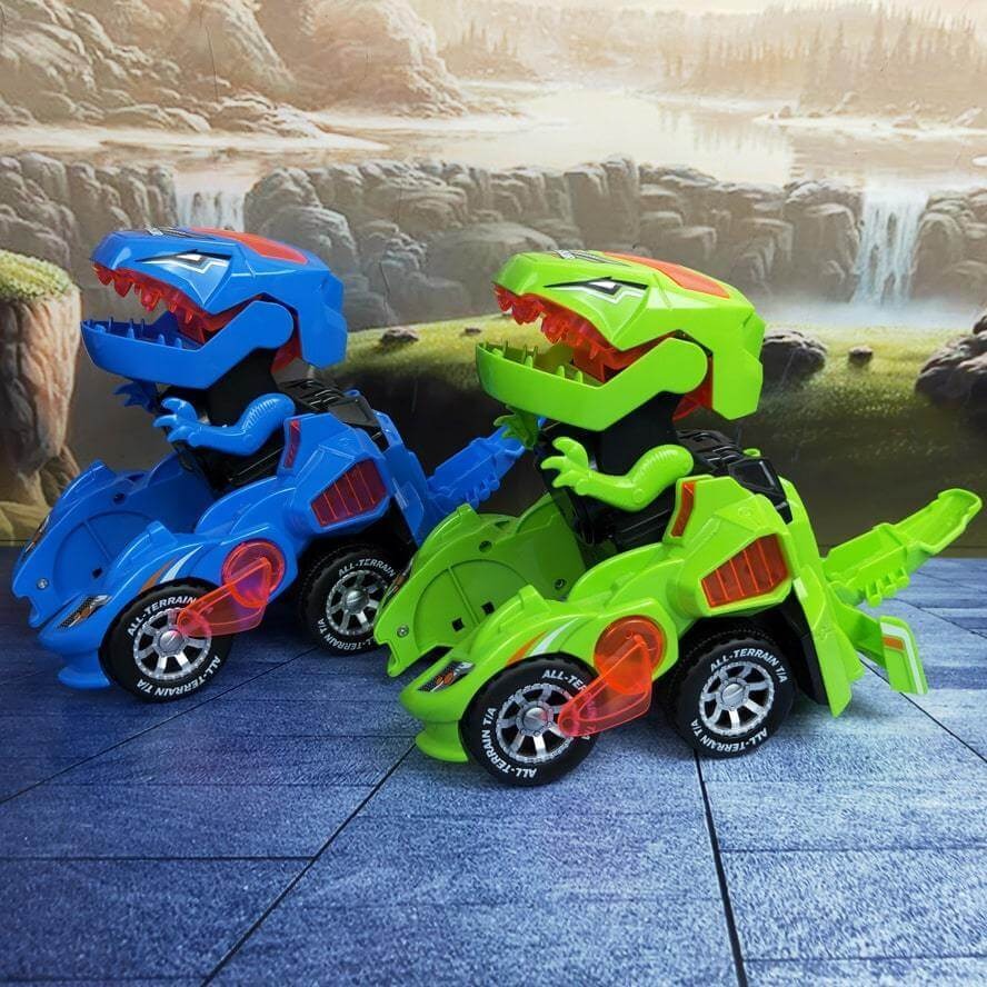 Transformerande dinosauriebil för barn – Leksak med ljus, ljud & rörelse