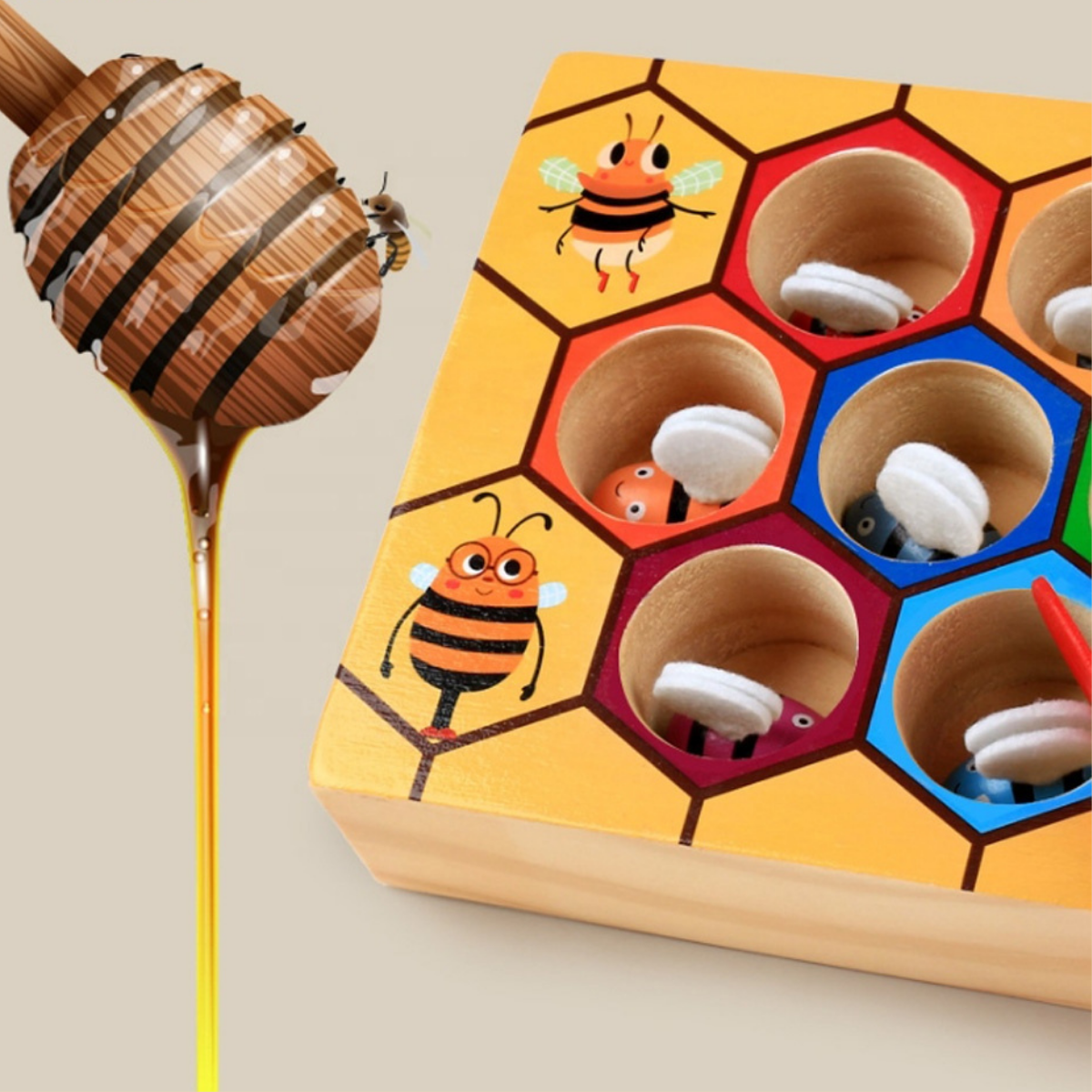 Wooden Bee Sorting Puzzle – Develop Fine Motor Skills