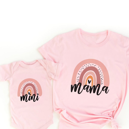 Matchande mamma- och dotteroutfit – skjorta och romper i bomull