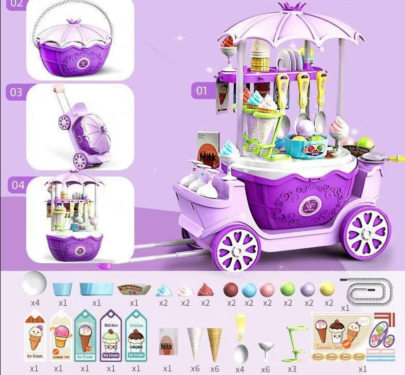 Glassbil leksaksvagn – Candy Cart med 69 tillbehör för barn