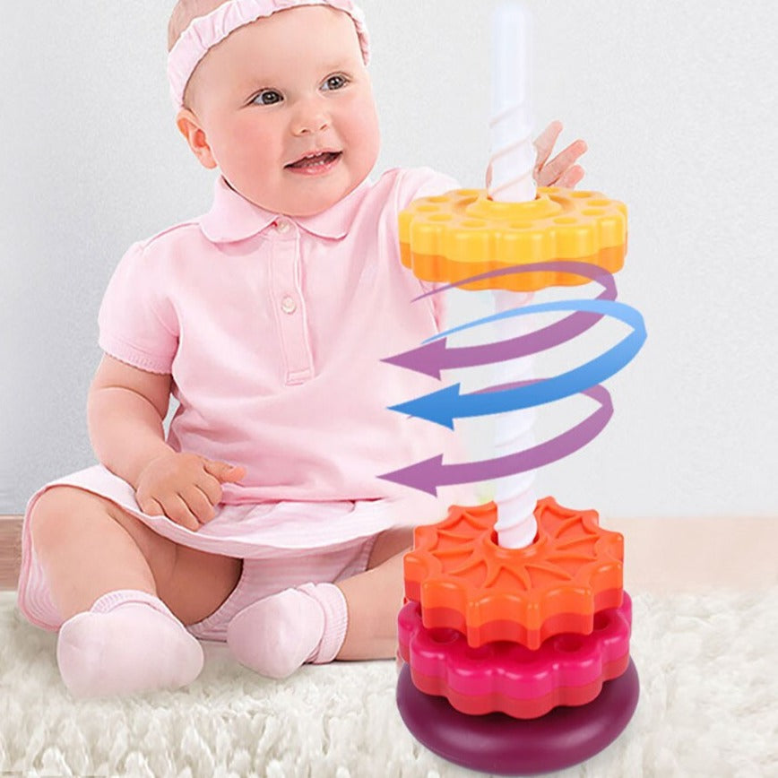 Rotating Tower – Stapeltorn med roterande skivor för barn