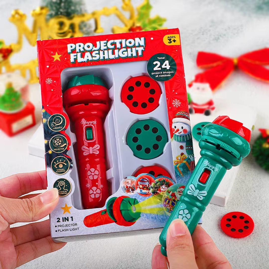 Projektorlampa för barn – ficklampa med julmotiv och färgglada ljus