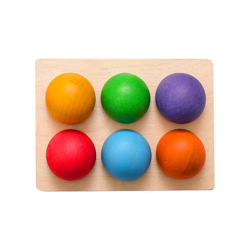 Wooden Rainbow Balls – Montessori Sorting Game