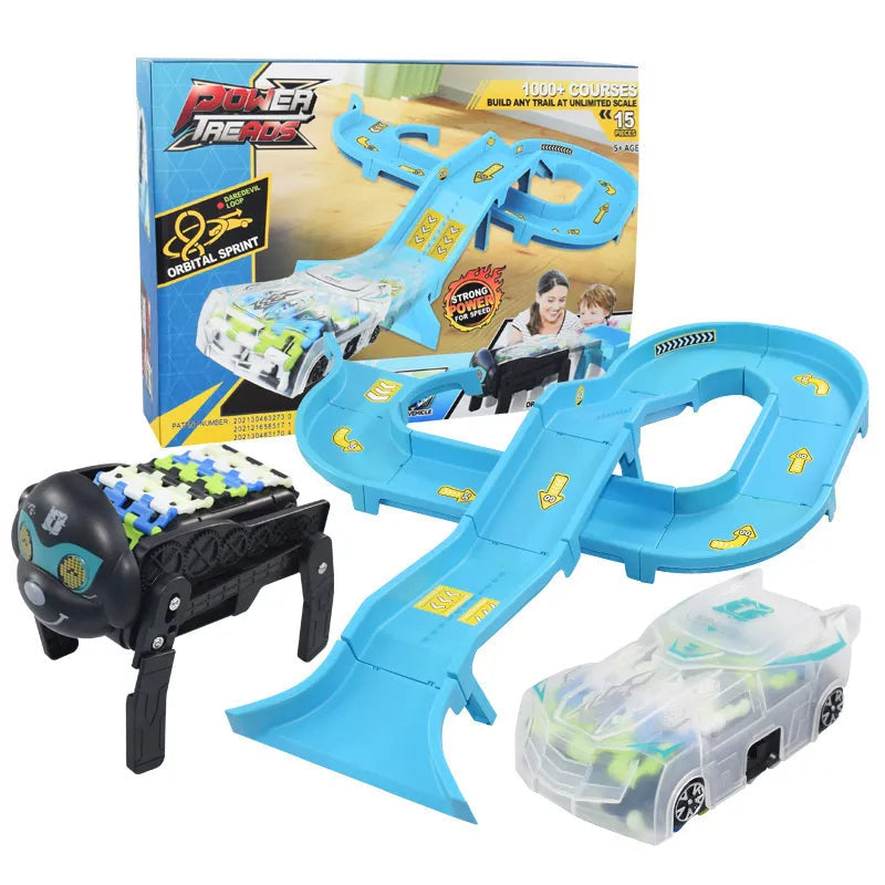 Racerbana med interaktiv robotbil och hund