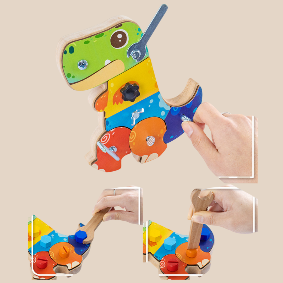3D byggsats i trä för barn – dinosaurie – pedagogisk STEM-leksak