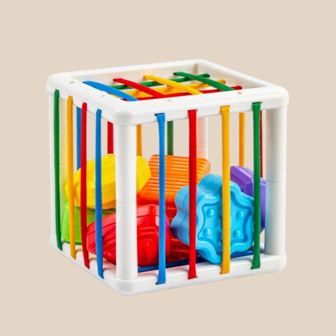 Sensorisk formkub för bebisar – pedagogisk Montessori-leksak, BPA-fri, från 6 månader