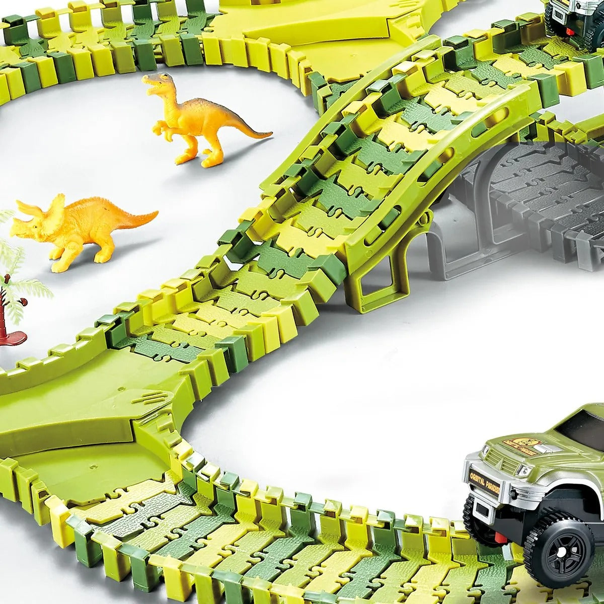 Dinosaurie racerbana för barn – Flexibel bilbana med lekfigurer och tillbehör