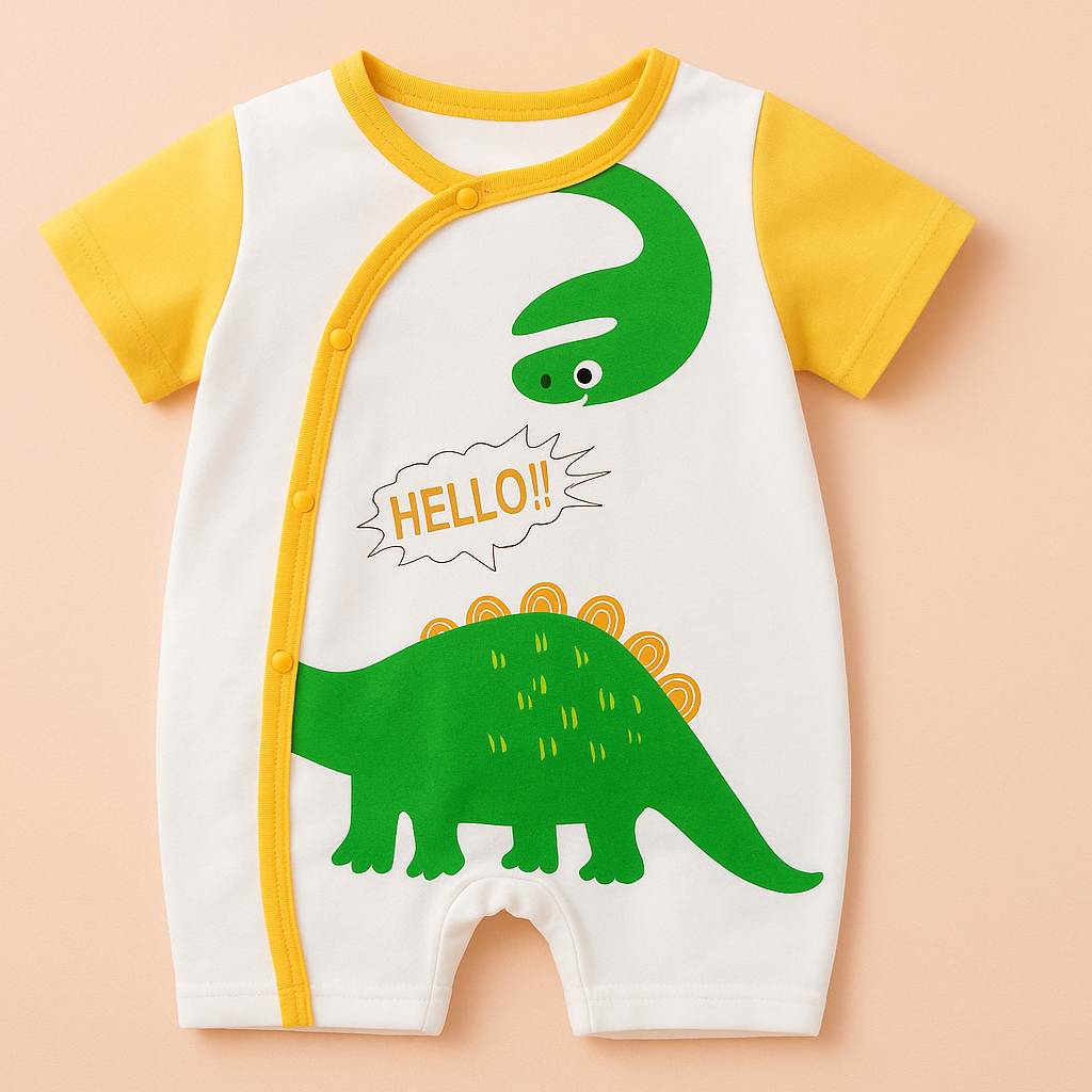 Kortärmad pyjamasbodysuit för baby – mjuk och andningsbar