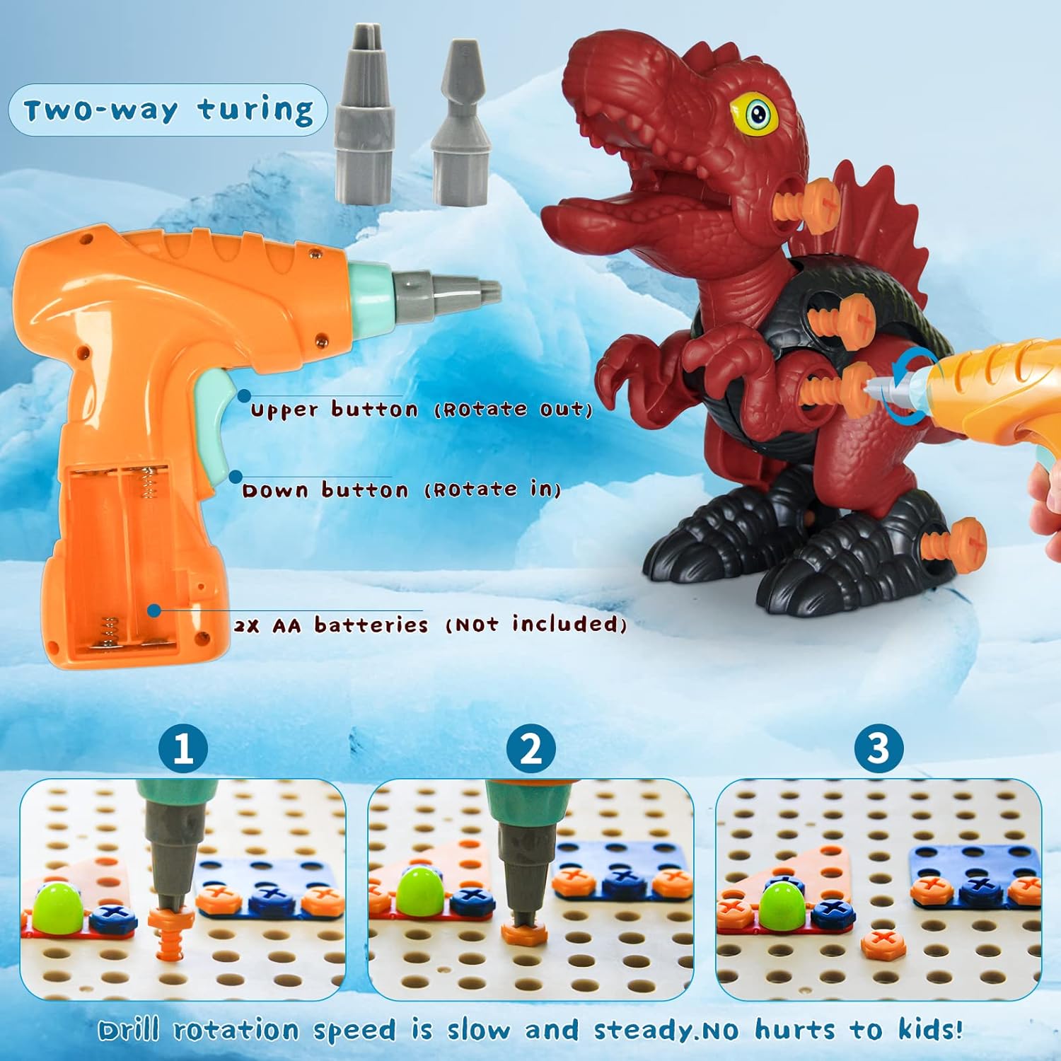 Bygg- och borrleksak för barn – Kreativ dinosaurielåda i ABS-plast