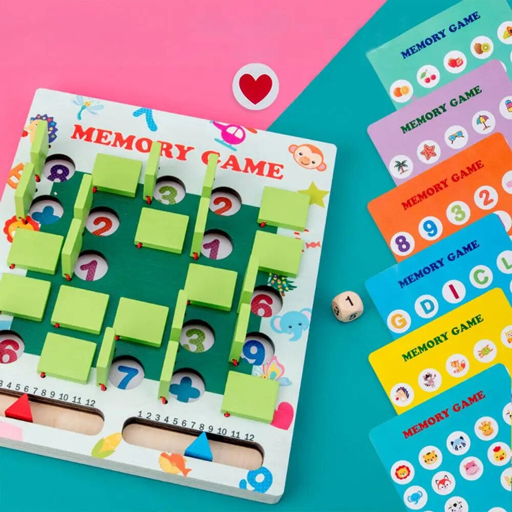 Minnespel i trä för barn – Pedagogiskt spel för koncentration och logik