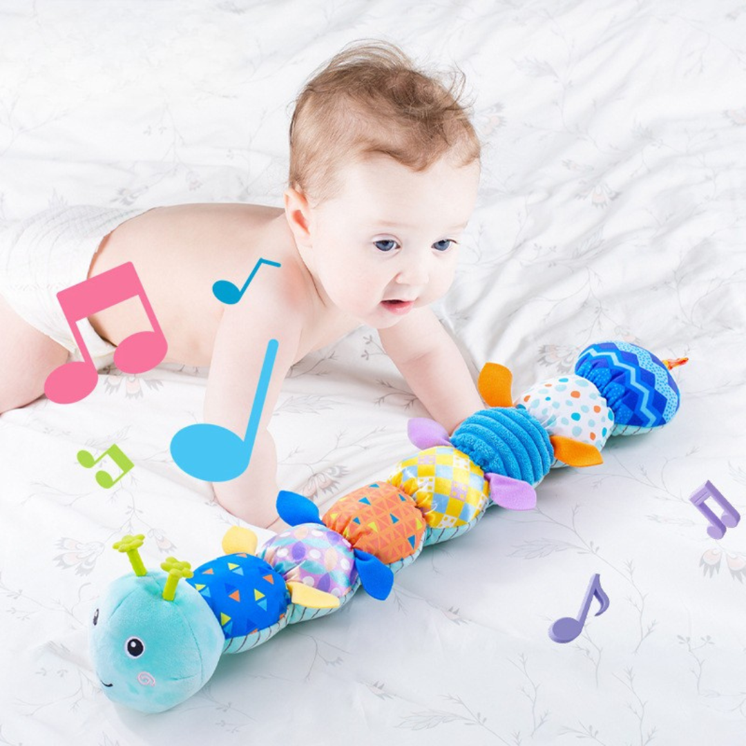 Musikalisk babyleksak – Mjuk larv som stimulerar utveckling från 0 månader