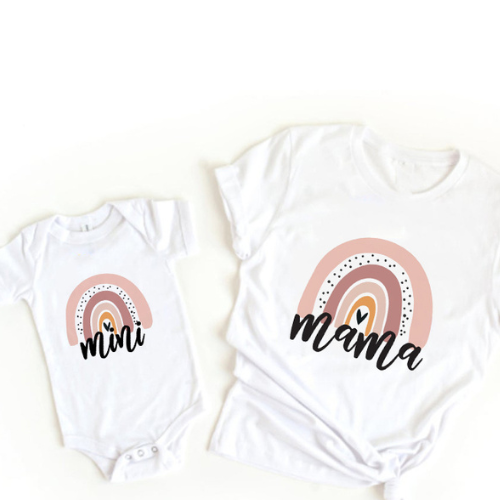 Matchande mamma- och dotteroutfit – skjorta och romper i bomull