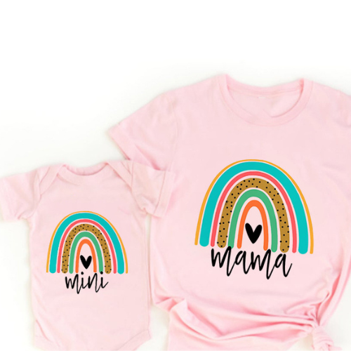 Matchande mamma- och dotteroutfit – skjorta och romper i bomull