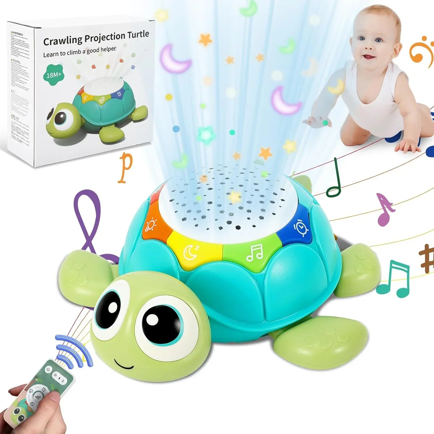Turtle Projector – Stjärnprojektor med musik och ljus för barn