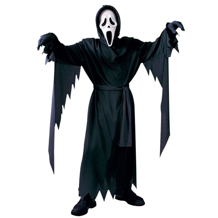 Halloweenkostym – Ghost Face-dräkt med mask och bälte, skrämmande klassiker
