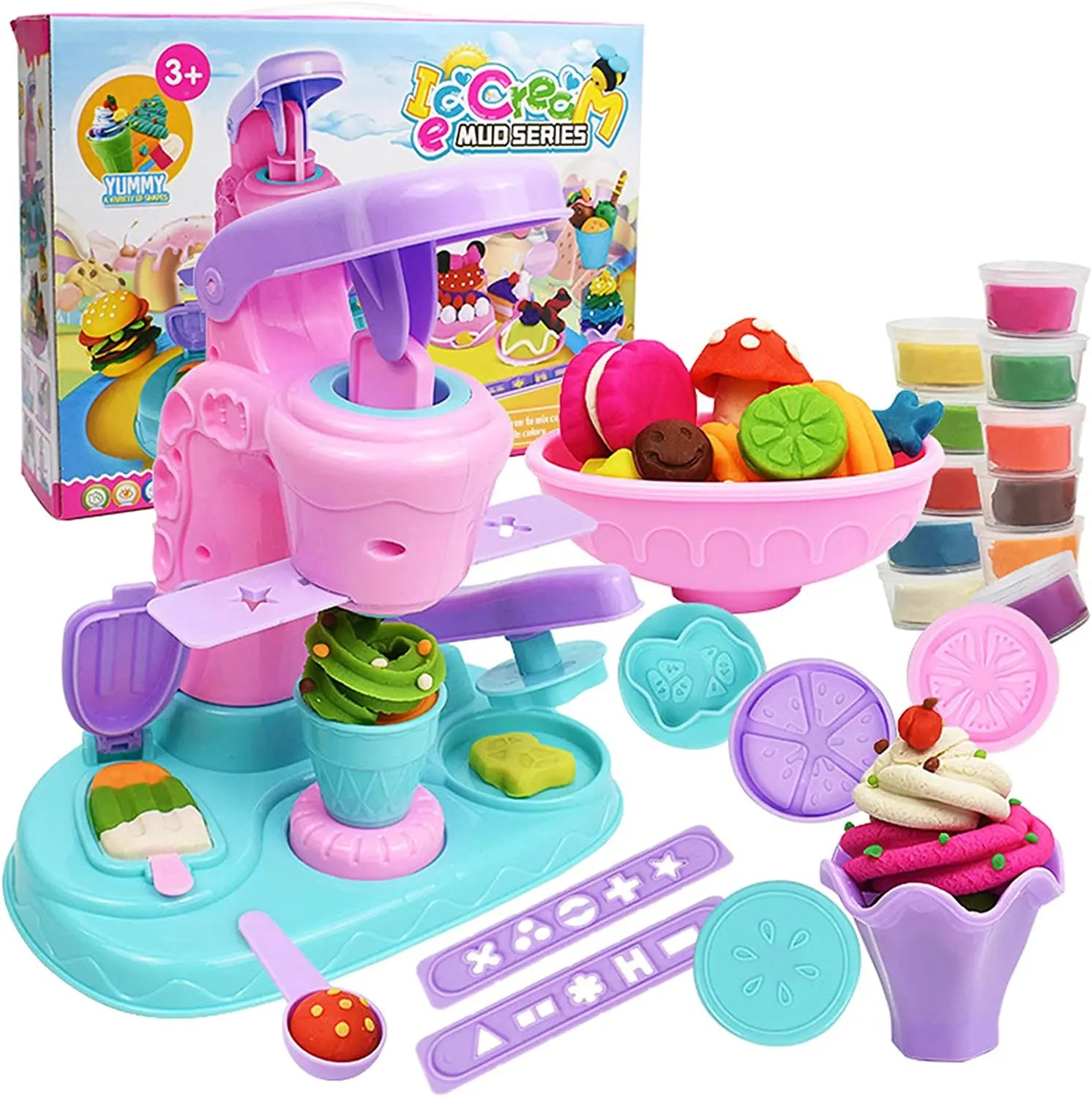 Glassmaskin för leklera – kreativt Ice Cream Clay Set för barn