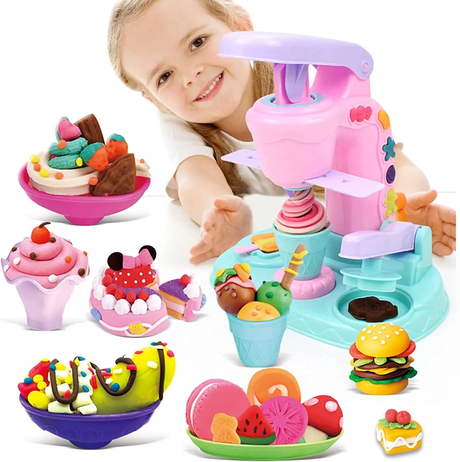 Glassmaskin för leklera – kreativt Ice Cream Clay Set för barn