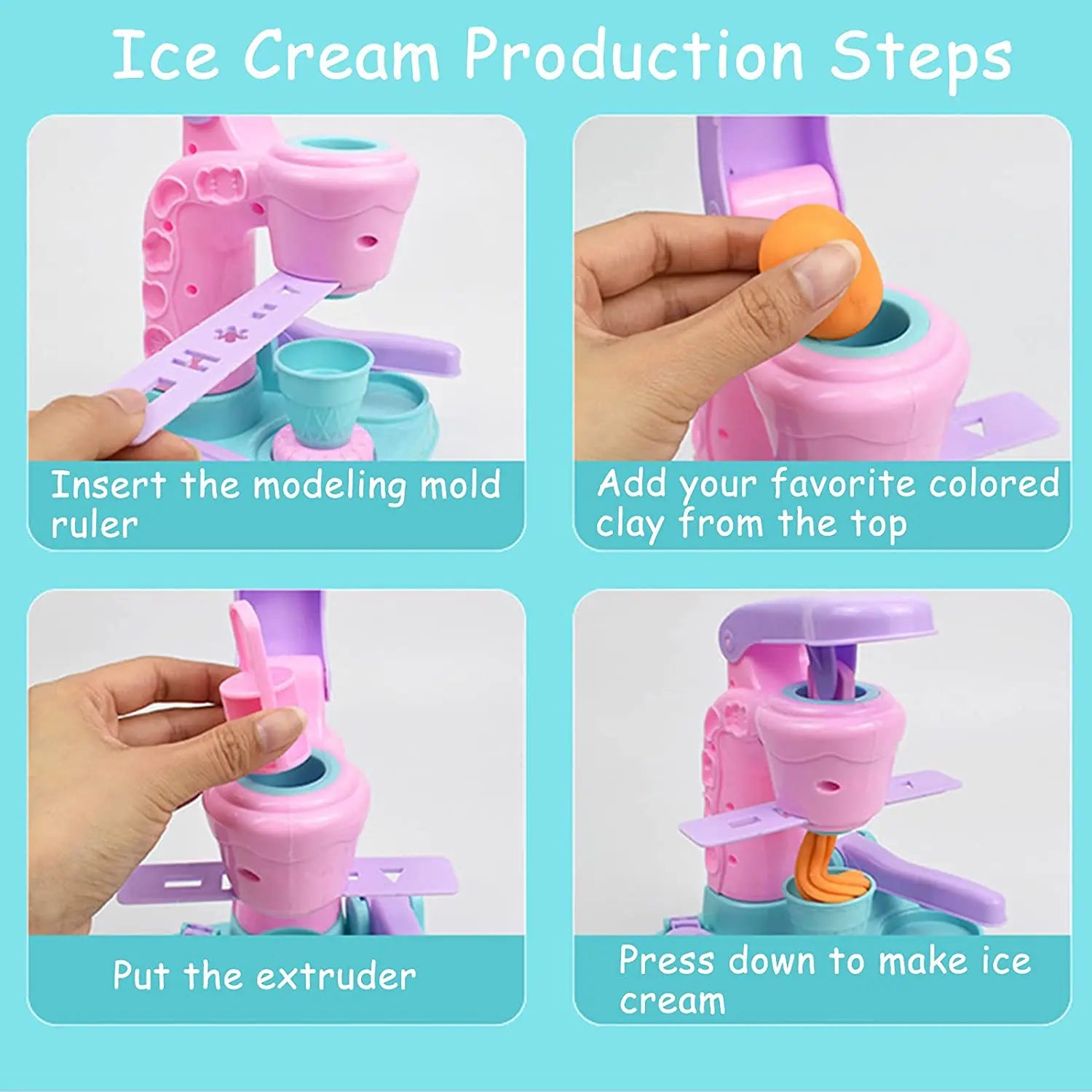 Glassmaskin för leklera – kreativt Ice Cream Clay Set för barn