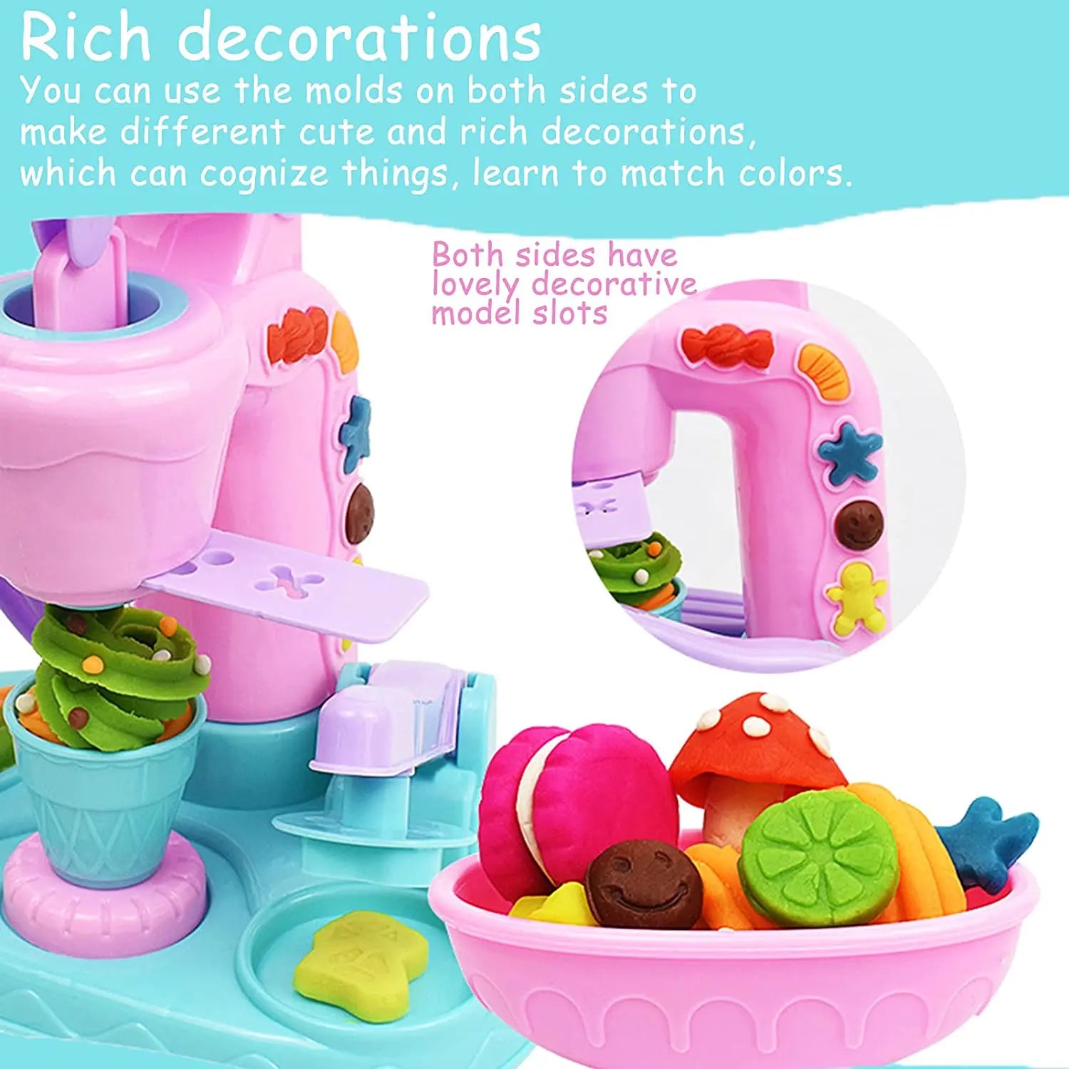 Glassmaskin för leklera – kreativt Ice Cream Clay Set för barn