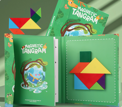 Tangram-pussel i trä för barn – Kreativt lärande genom former