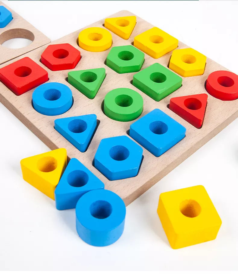 Wooden Shape Matching Game – Hand-Eye Coordination Toy for Toddlers