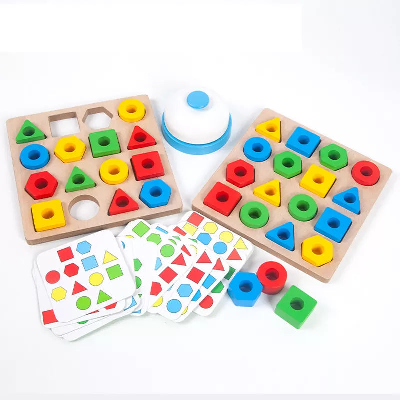 Wooden Shape Matching Game – Hand-Eye Coordination Toy for Toddlers