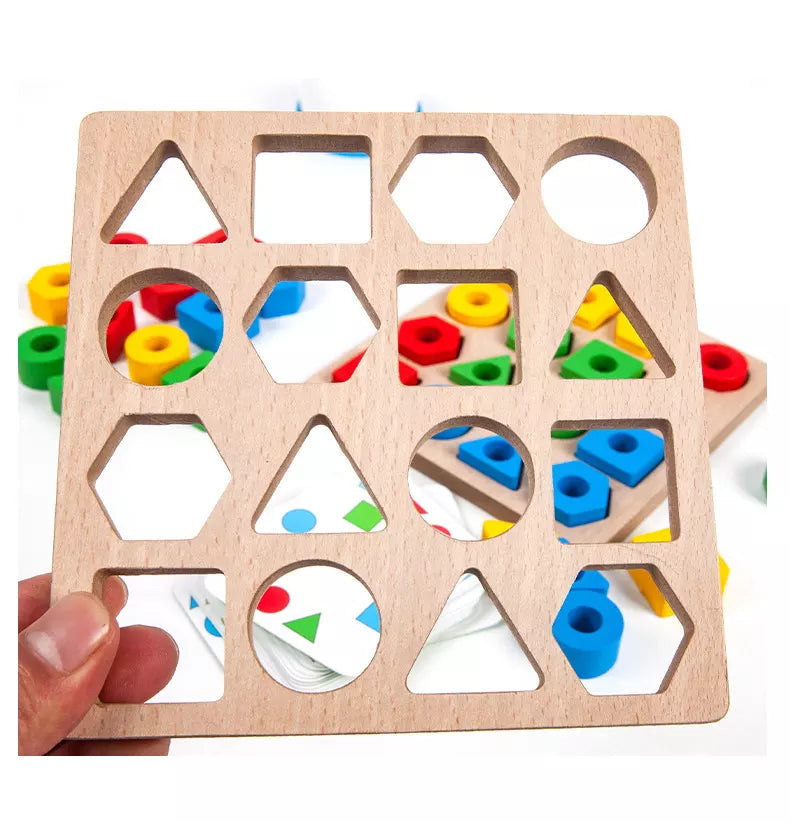 Wooden Shape Matching Game – Hand-Eye Coordination Toy for Toddlers