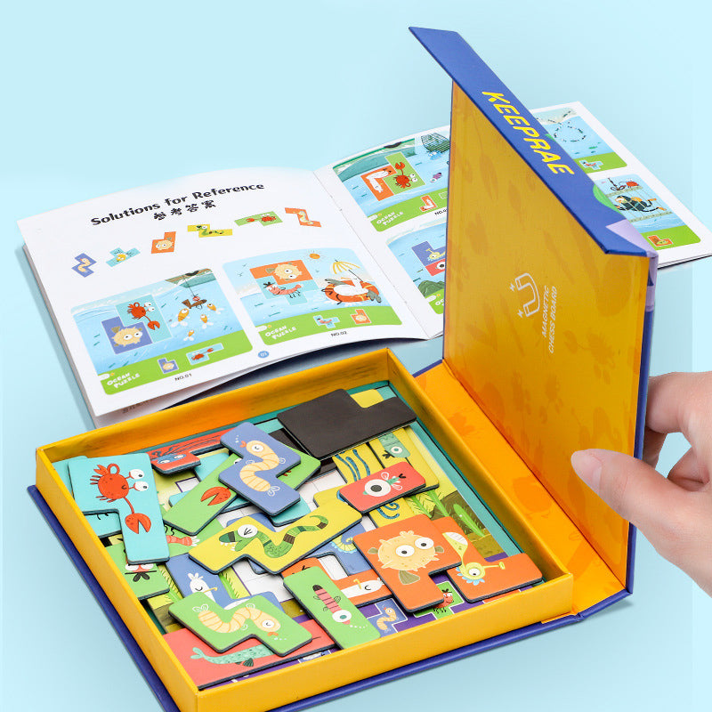 Havsdjurspussel i trä – Lärorikt spel med marina vänner