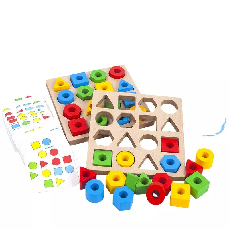 Wooden Shape Matching Game – Hand-Eye Coordination Toy for Toddlers