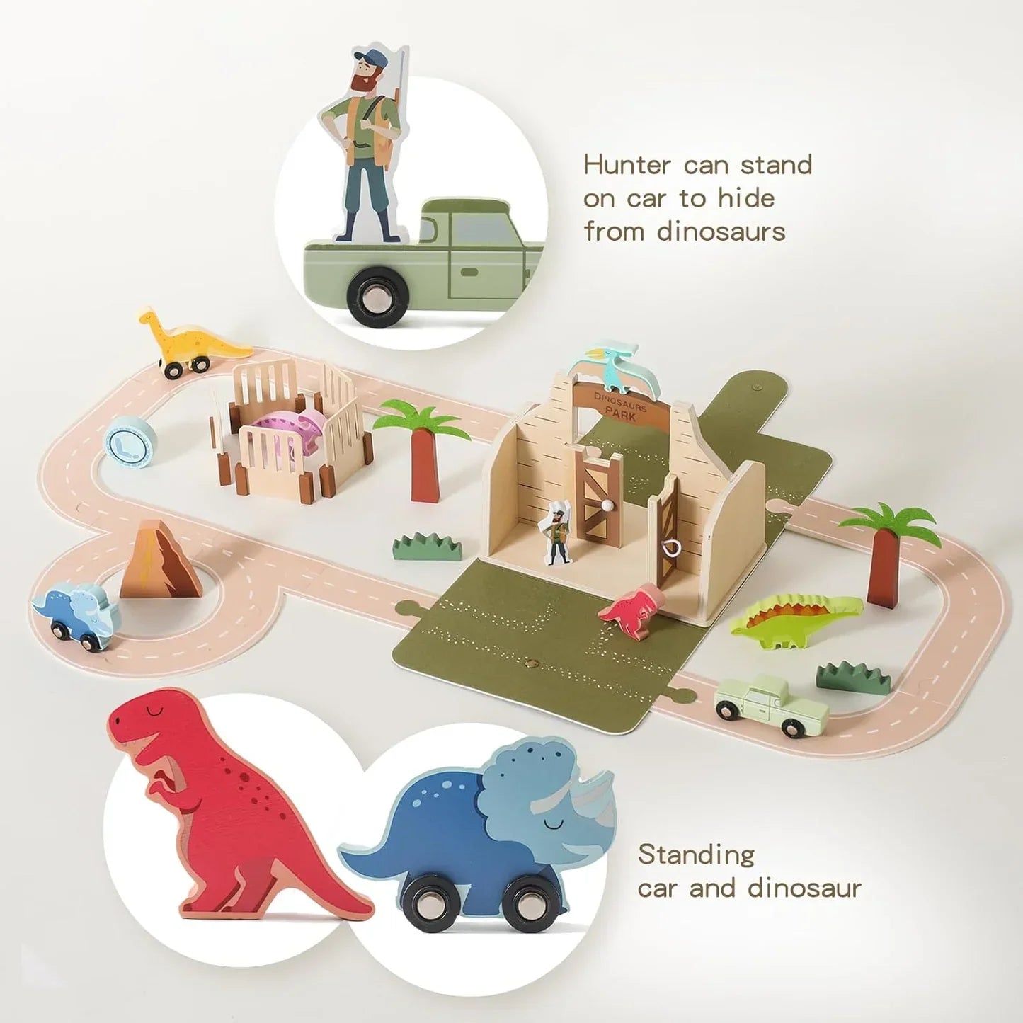 Trädinosauriepark i trä – Pedagogiskt set för kreativ lek