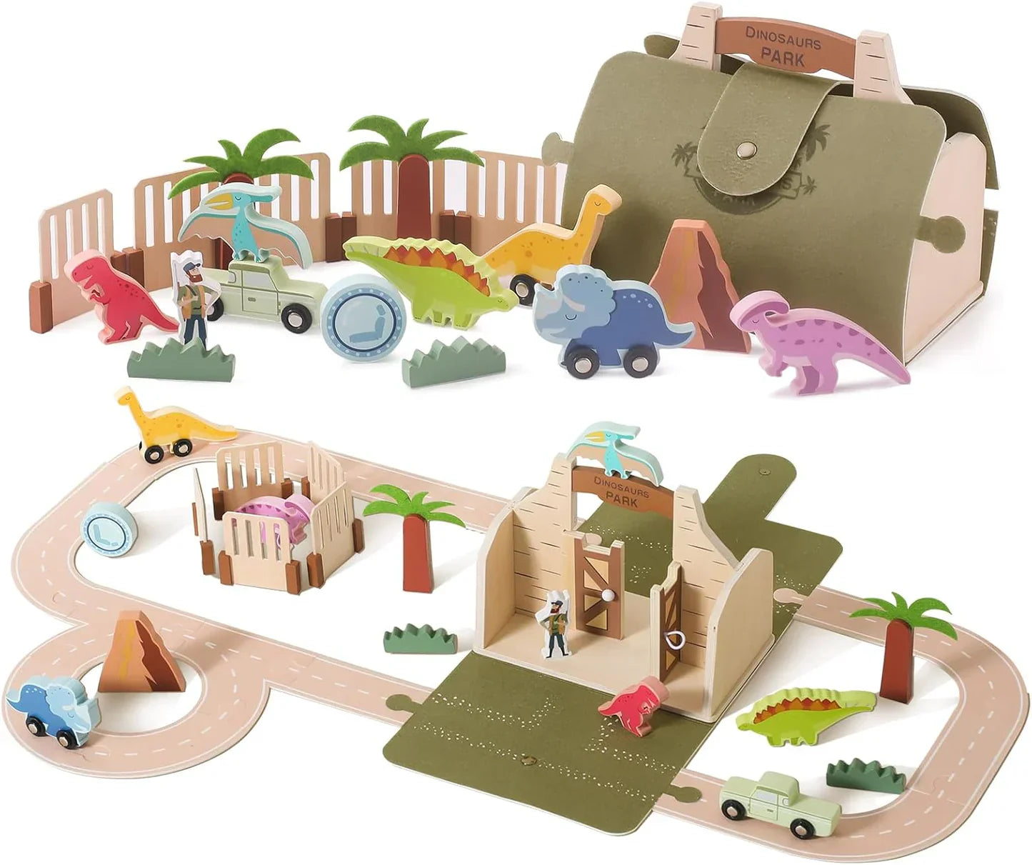 Trädinosauriepark i trä – Pedagogiskt set för kreativ lek
