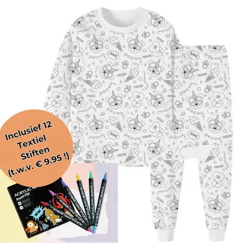 Kreativt pyjamasfärgningsset för barn – designa och måla din egen nattdräkt