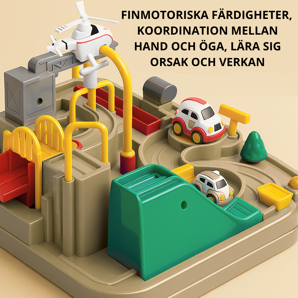 Pedagogiskt biläventyrsspel – mekanisk stadsbana för barn