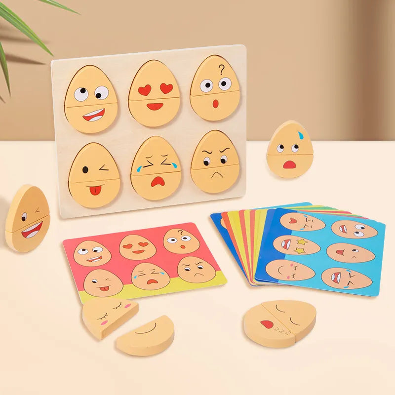 Interactive Emotion Eggs – Educational Wooden Toy for Kids