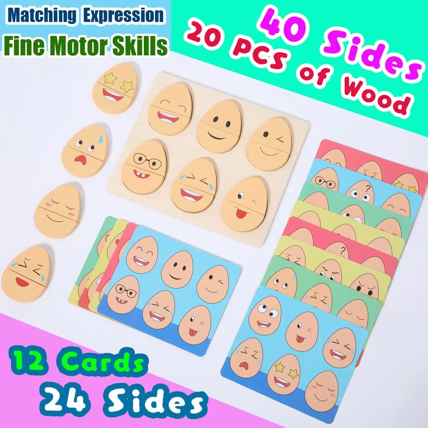 Interactive Emotion Eggs – Educational Wooden Toy for Kids
