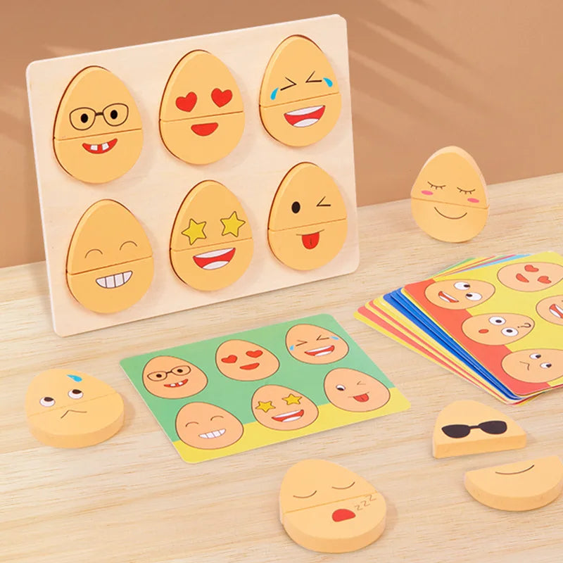 Interactive Emotion Eggs – Educational Wooden Toy for Kids
