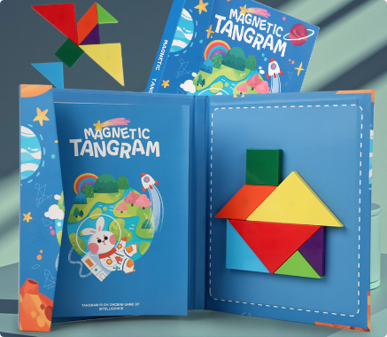 Tangram-pussel i trä för barn – Kreativt lärande genom former