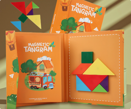 Tangram-pussel i trä för barn – Kreativt lärande genom former