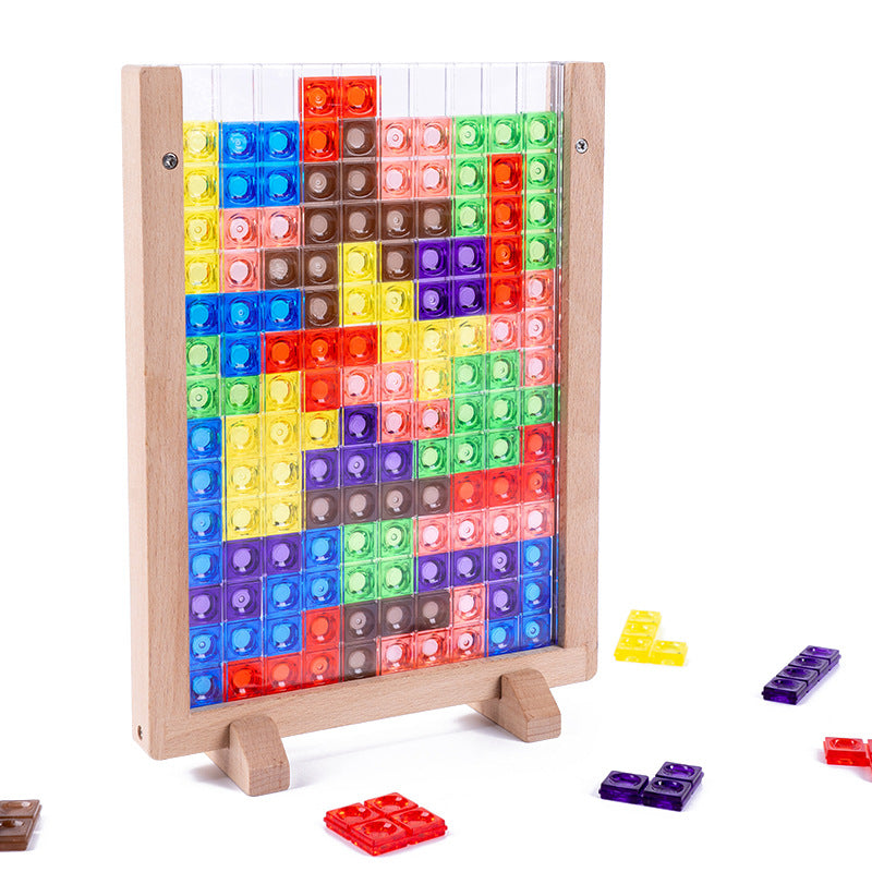 3D Tetris pusselbräda i trä för barn