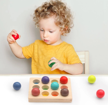 Wooden Rainbow Balls – Montessori Sorting Game