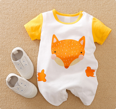 Kortärmad pyjamasbodysuit för baby – mjuk och andningsbar