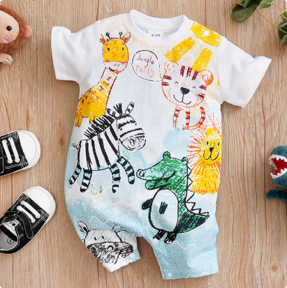 Kortärmad pyjamasbodysuit för baby – mjuk och andningsbar