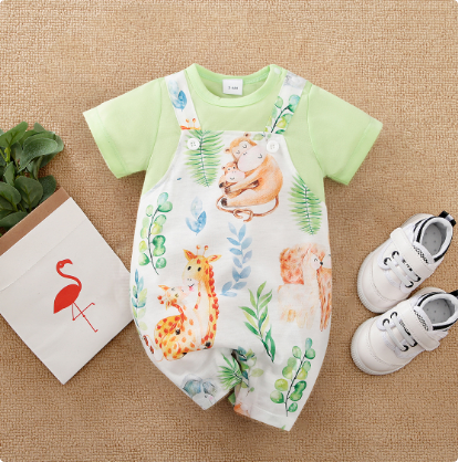 Kortärmad pyjamasbodysuit för baby – mjuk och andningsbar
