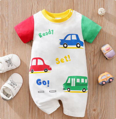 Kortärmad pyjamasbodysuit för baby – mjuk och andningsbar