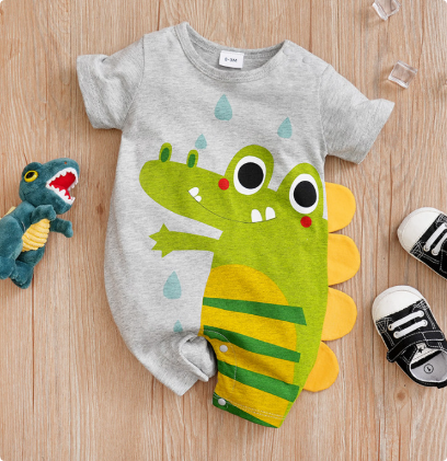 Kortärmad pyjamasbodysuit för baby – mjuk och andningsbar